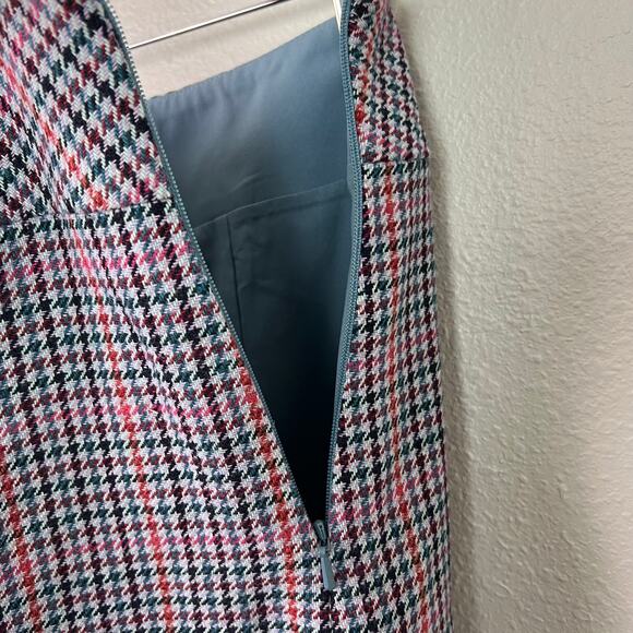 Etcetera Wool Blend Houndstooth Sz 4 Fully Lined Skirt Retro Office Knee Length - Picture 4 of 8